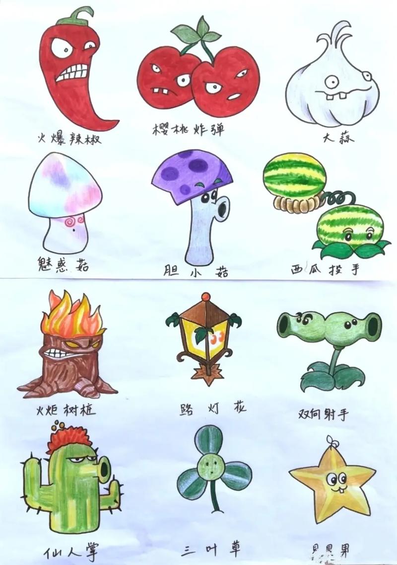 植物大战僵尸植物画法，植物大战僵尸里面的各种各样的植物的画法-第4张图片-屿企游戏网